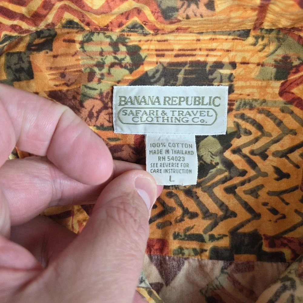 Vintage Banana Republic Safari & Travel Clothing Shirt Mens‎ Large Novelty Print